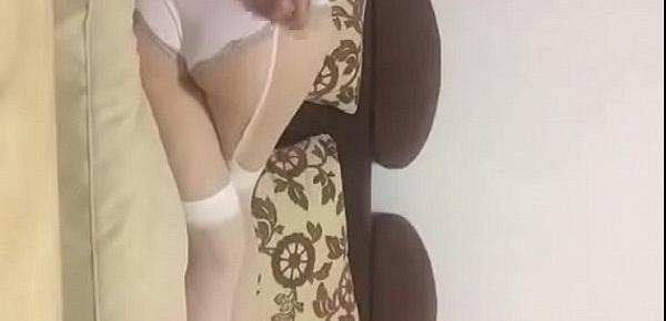  Chinese cam girl white stocking tease